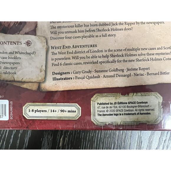 Sherlock Holmes Jack the Ripper Board Game 2020 Space Cowboys, New and Sealed - Picture 5 of 9